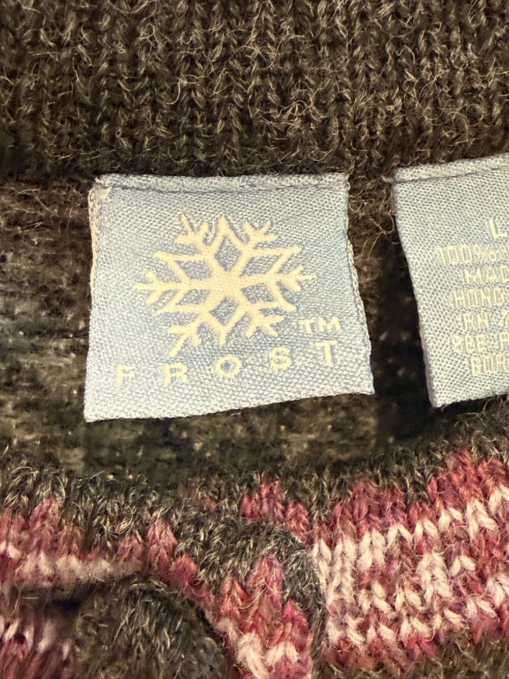 FROST Nordic Fair Isle 100% Wool Womens Cardigan Sweater Size Large Grey - Picture 7 of 8